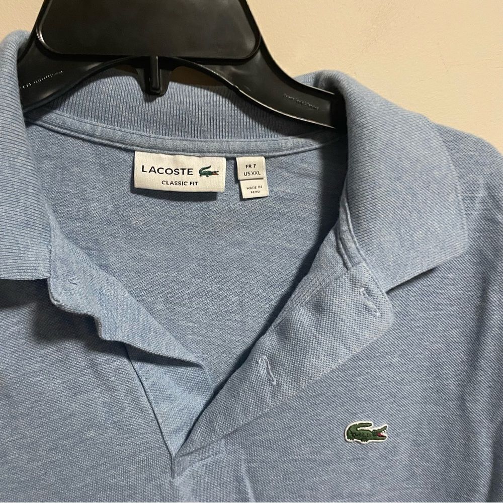Lacoste Men’s Classic Fit Polo, Light Blue- Size 7 (XXL)